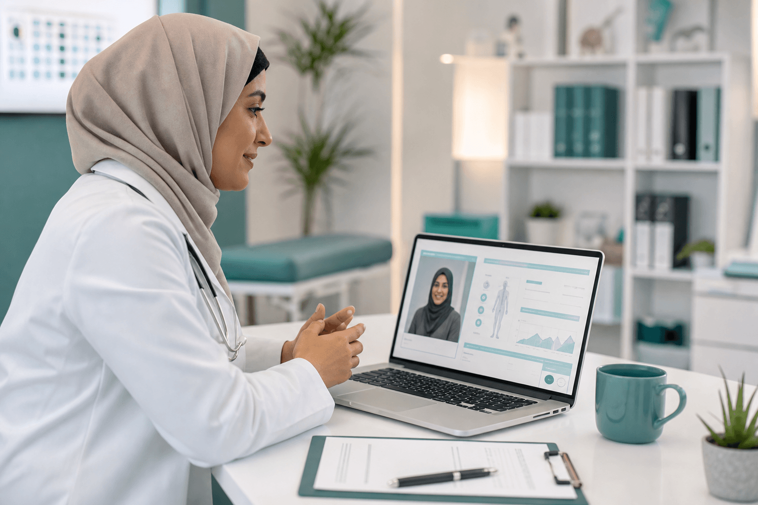 طبيبة تراجع استشارة أونلاين بشكل آمن